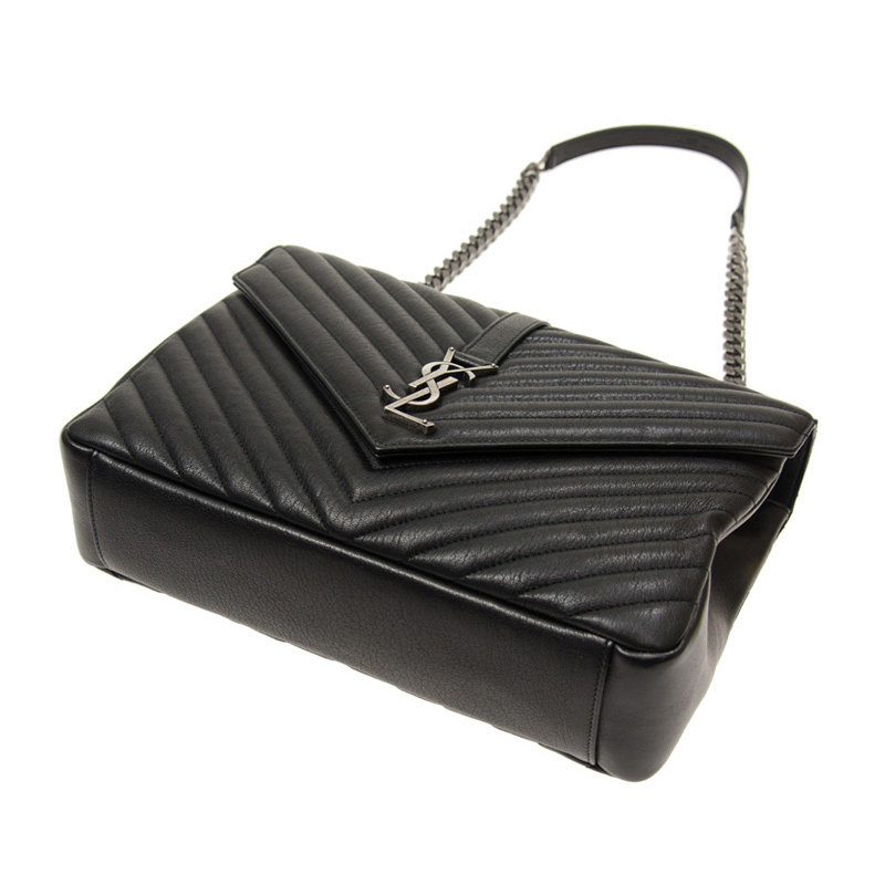圣罗兰女士黑色牛皮斜挎包 YISHEHUI海外女士包袋