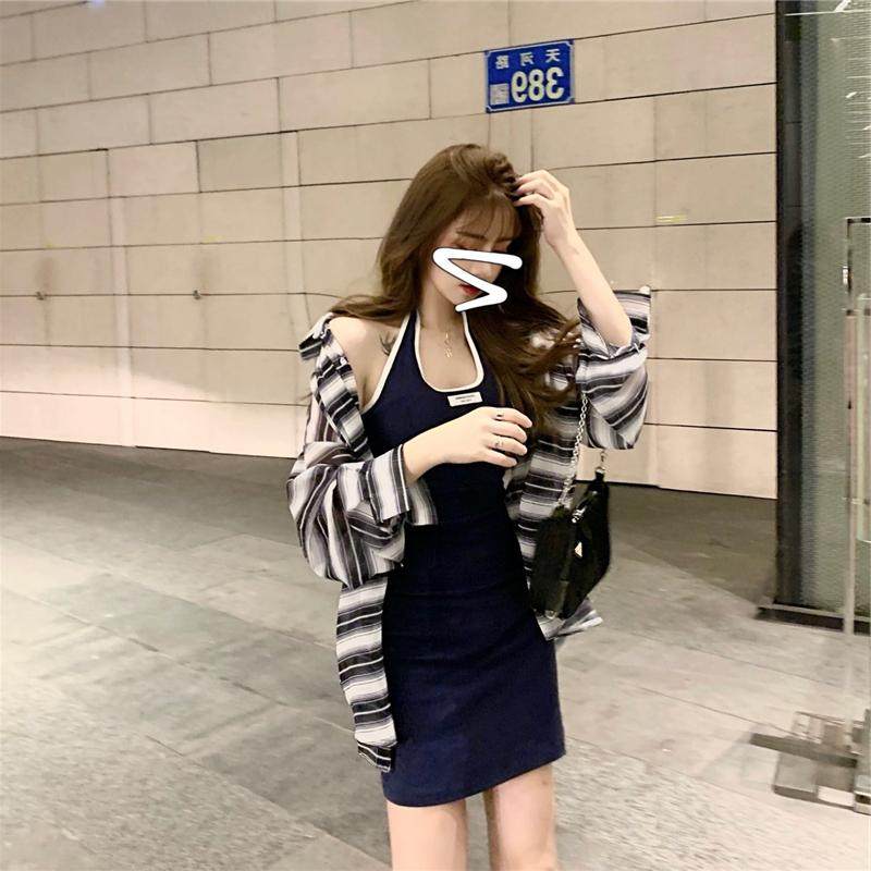 早秋新款性感露背修身背心女衬衫 森丽顿短外套