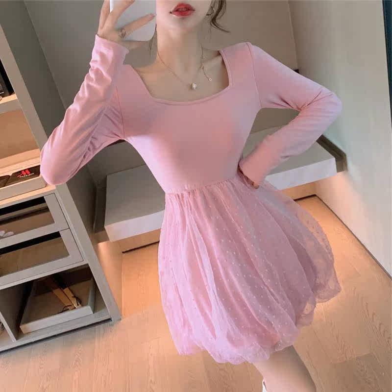 森丽顿网红新款波点网纱拼接连衣裙 森丽顿牛仔裤