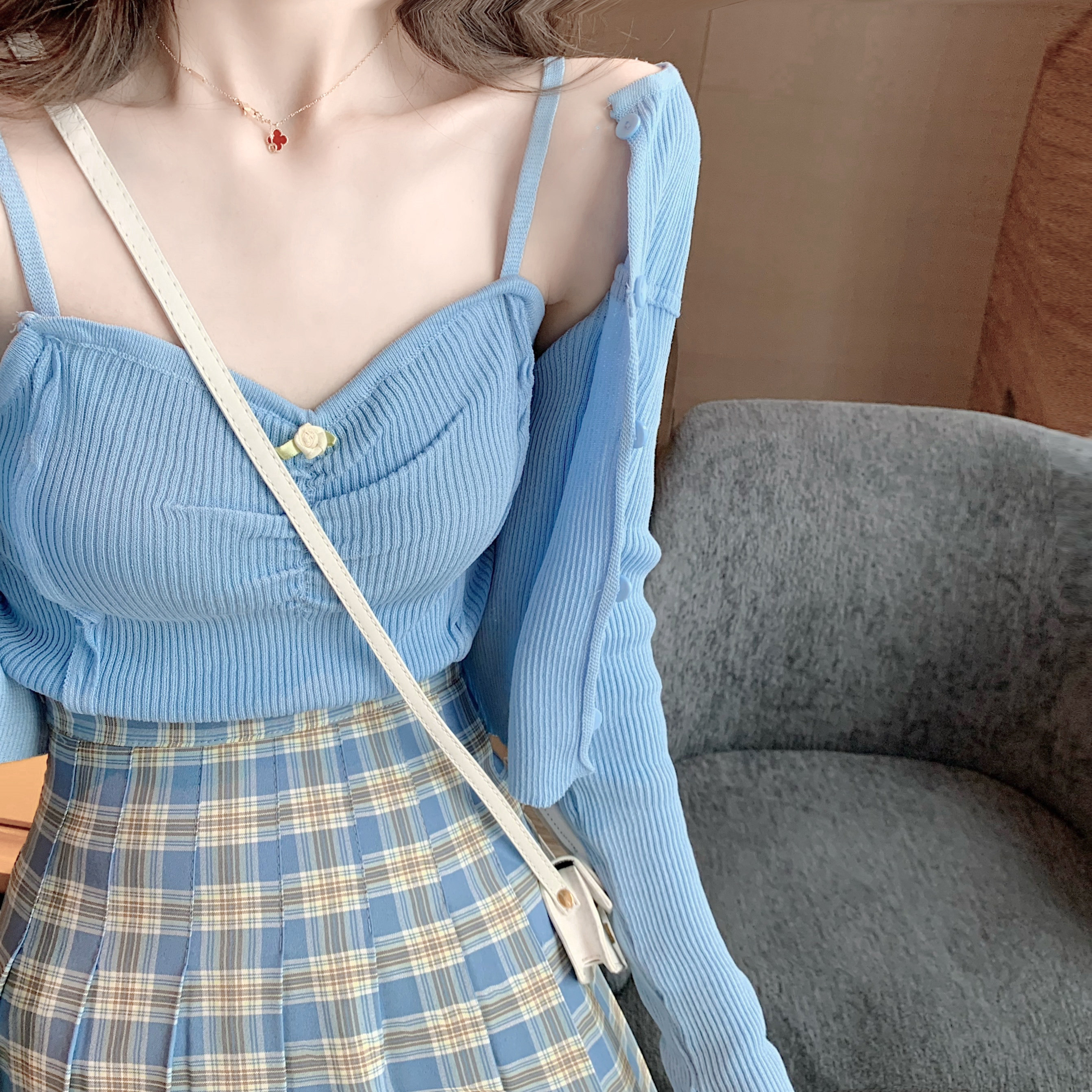 夏季新款性感小吊带背心+防晒衫+ 森丽顿蕾丝衫/雪纺衫