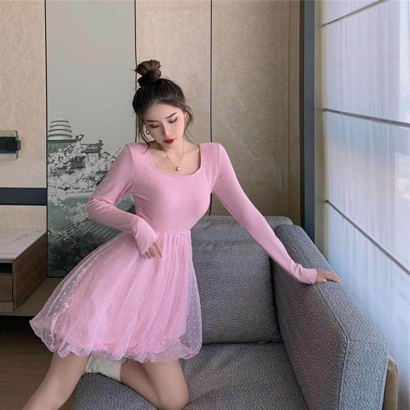 森丽顿网红新款波点网纱拼接连衣裙 森丽顿牛仔裤