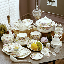 Jingdezhen Bone China Porcelain Cutlery Dish Suit 60 Head Home Practical bowls disc Saucer Chopsticks Joe relocating courtesy European style Ceramics