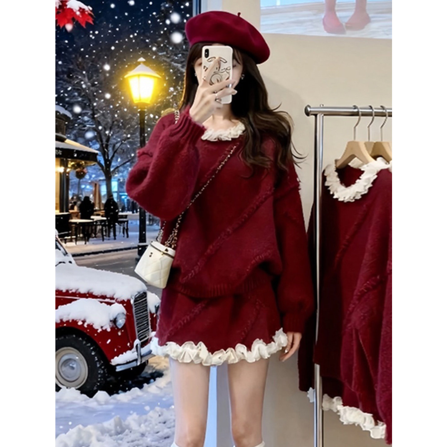 孕妇连衣裙套装秋冬2026新款孕妈过年红加厚针织毛衣半身裙两件套,淘宝优惠券,粉丝福利购,淘宝优惠卷