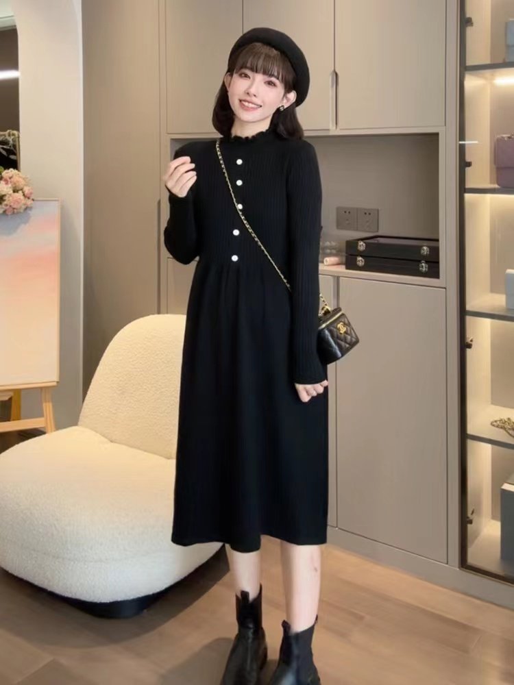 孕妇连衣裙秋冬2026新款宽松显瘦遮肚时尚辣妈针织毛衣中长款杏色,淘宝优惠券,粉丝福利购,淘宝优惠卷