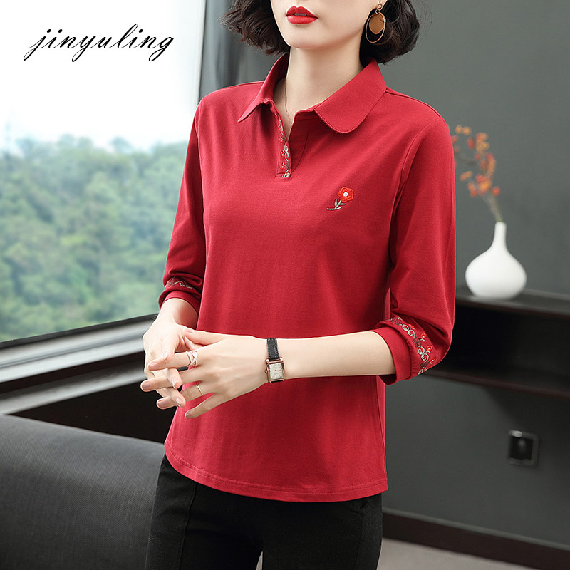 中袖翻领纯棉春夏2020新款polo衫 金羽伶T恤