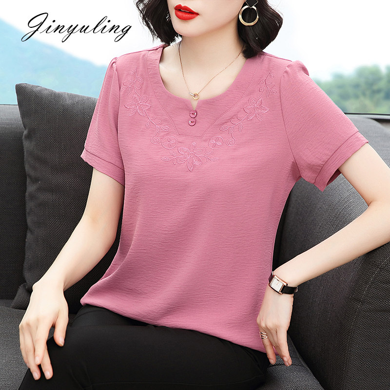 短袖2022夏季新款遮肚子小衫雪纺衫 金羽伶蕾丝衫/雪纺衫