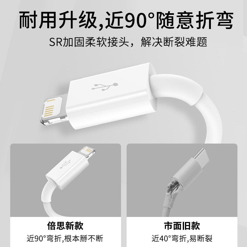 Baseus/倍思优胜系列一拖三USB toM+L+C充电线适用于苹果安卓type-c手机多功能车载三头冲加长3.5A快充数据线-图0