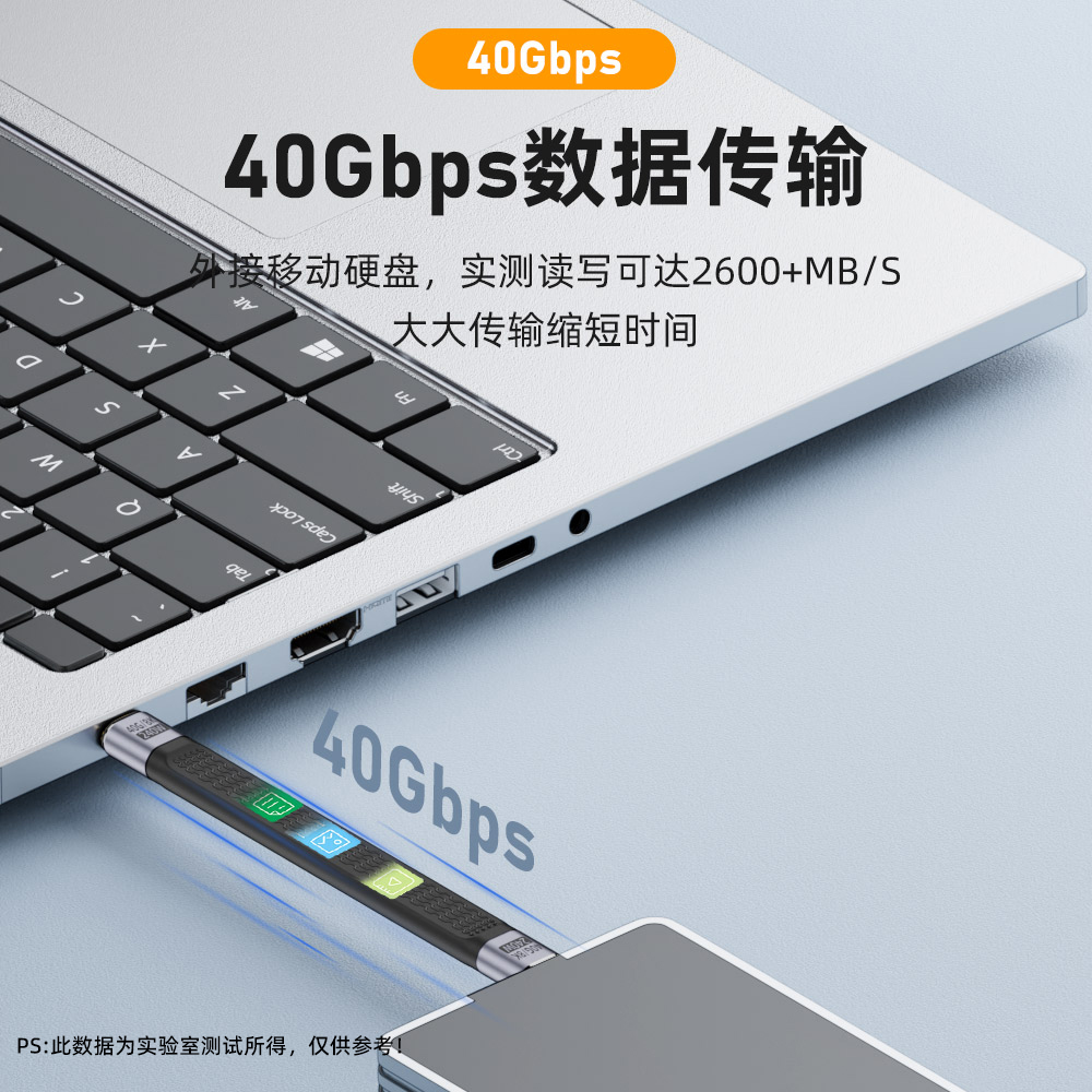 Typec数据线USB3.2Gen2公对公转母USB4全功能8K延长软扁短板线40G高速PD快充适用三星闪迪固态移动硬盘连接线 - 图2