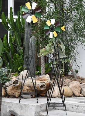 北欧花园草坪创意园艺装饰院子铁艺风车花架庭院摆件楼盘造景布置