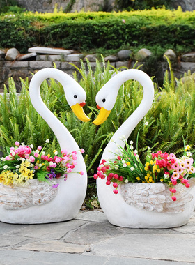 阳台田园风庭院仿真动物花盆摆件