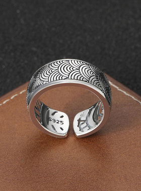 一帆风顺纯银男士戒指高