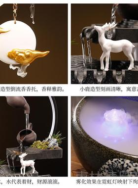 正品简约现代招创财意陶瓷景流观鱼缸水轻奢家居客厅酒柜摆件开业