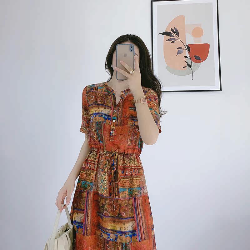 慕衣思真丝连衣裙2021裙子 慕衣思连衣裙