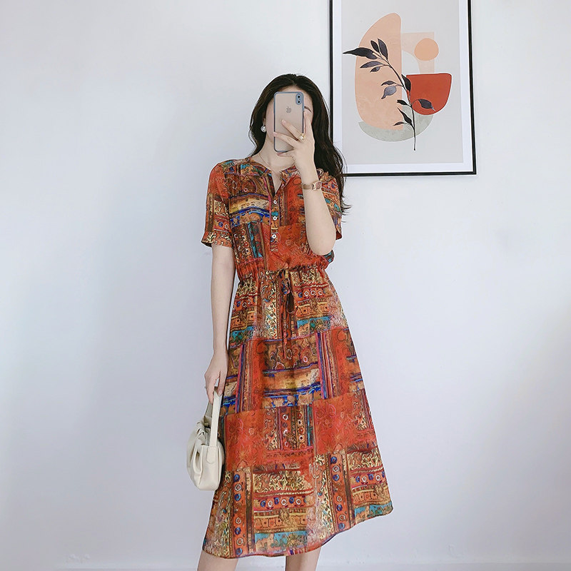 慕衣思真丝连衣裙2021裙子 慕衣思连衣裙