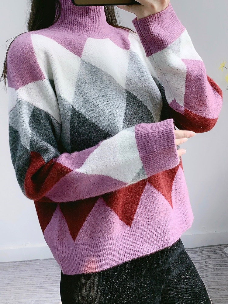 慕衣思2020秋冬新款撞色毛呢阔腿裤 慕衣思时尚套装