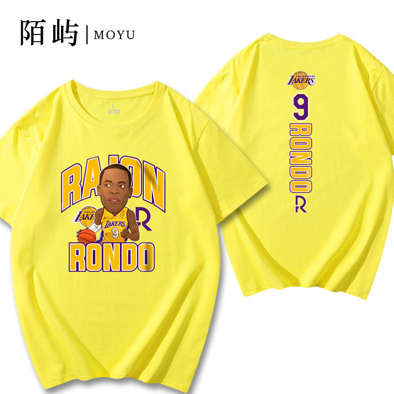 篮球运动短袖湖人队隆多印花打底衫 陌屿T恤