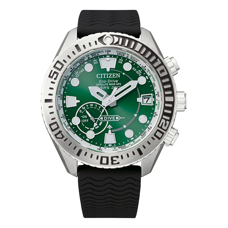 西铁城光动能潜水员表男绿色水鬼GPS卫星电波运动舒博钛CC5001-00