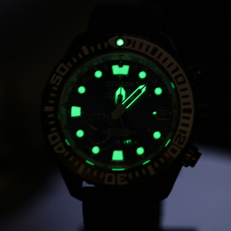 西铁城光动能潜水员表男绿色水鬼GPS卫星电波运动舒博钛CC5001-00