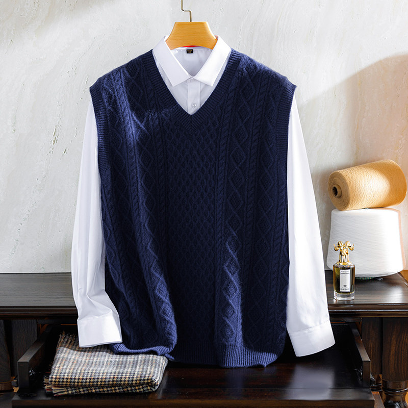 100纯山羊绒衫男背心马甲秋冬季针织打底羊毛高端V领加厚无袖毛衣,淘宝优惠券,粉丝福利购,淘宝优惠卷