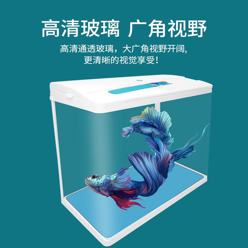 60/80长玻璃鱼缸带底柜桌面家用客厅水族箱生态热带鱼懒人金鱼缸 - 图3