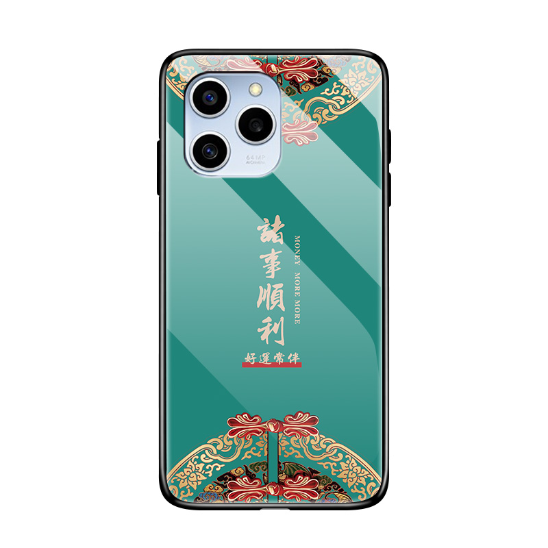 适用于荣耀60se手机壳5G玻璃硅胶GIA-AN00软边硬壳Honor60SE全包防摔华为荣誉6Oes国风诸事顺利tn40男女情侣
