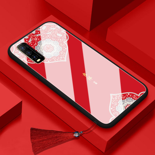 vivoy70s手机壳V2002A玻璃保护套vivo丫70s全包边防摔v1v0y70S男女款硅胶软边硬壳insy7os中国风网红新年情侣 - 图2