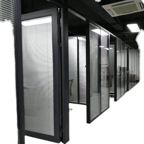 河北办公室玻璃隔断墙钢化玻璃铝镁合金隔断磨砂双玻百叶办公隔断 - 图3