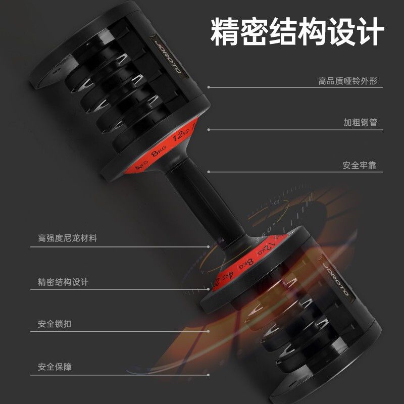 FEEBO哑铃男女士健身家用纯钢套装快速可调节重量宿舍训练器材 - 图3