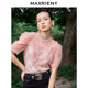 MAXRIENY ເສື້ອຍືດແຂນສັ້ນ satin ພິມລາຍເທິງ