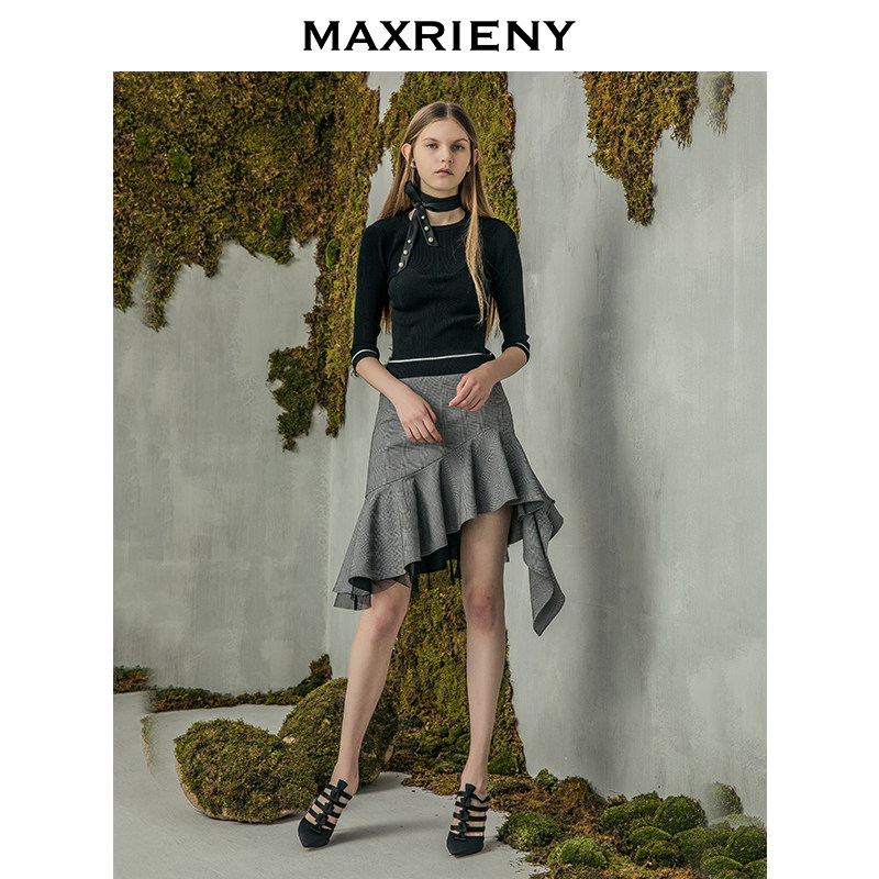 maxrieny新品简约百搭圆领女针织衫 maxrienyoutlets店毛针织衫