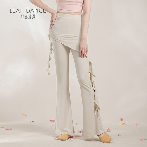 叶落清舞现代舞裤身韵显瘦屁帘微喇裤古典舞中国舞形体练功服长裤 - 图2