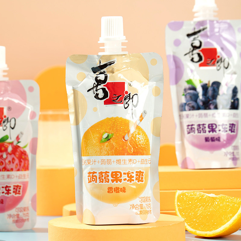 喜之郎蒟蒻果冻爽600g袋果汁布丁 海料食品果冻/布丁