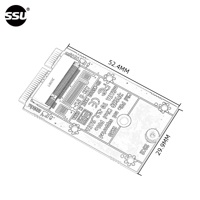 SSU速速优 MSATA转M.2 NGFF转接卡M.2 SATA协议硬盘转Msata扩展卡 - 图2