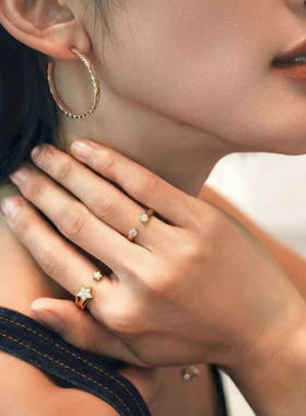 金色星星开口食指中指戒指