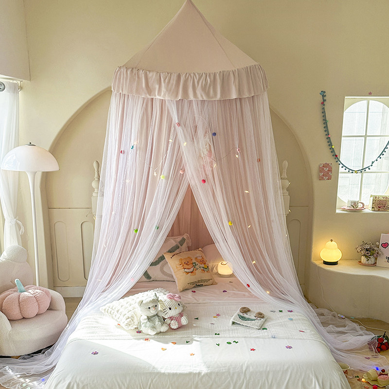 儿童蚊帐床幔公主风家用一体式双层遮光防尘挡风抗寒圆顶吊挂家用,淘宝优惠券,粉丝福利购,淘宝优惠卷