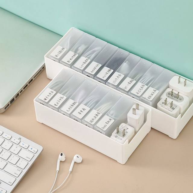 Data cable storage box mobile phone partition sorting tool