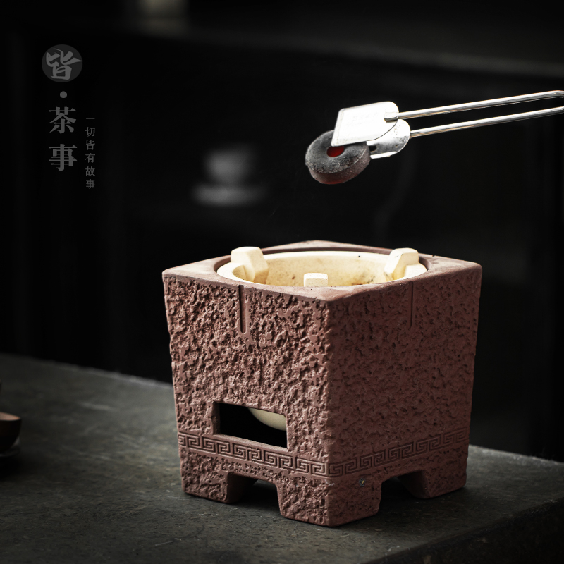 复古粗陶煮茶壶套装家用户外露营碳炉酒精炉功夫茶具茶道泡茶煮壶 - 图0