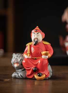 中式陶瓷五路财神摆件