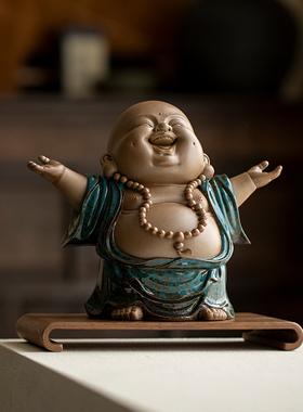 中式弥勒佛摆件陶瓷笑佛