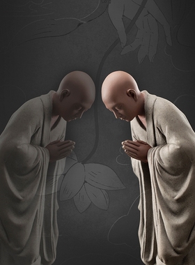 创意中式陶瓷小和尚摆件禅意小沙弥家居博古架摆设鱼缸装饰品