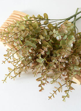 仿真把束尤加利叶子绿色家居装饰植物摆件绿化绢布仿真金钱叶