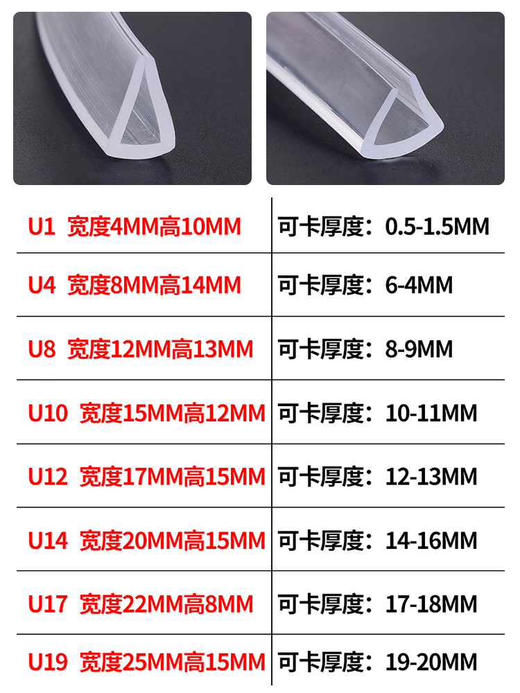 u型软pvc防撞条硅胶透明玻璃包边卡夹条茶几护角套儿童防碰磕割手 - 图2