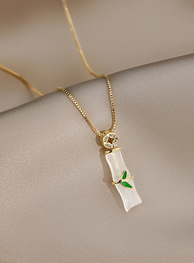 恋约女竹节项链仿玉石锁骨链