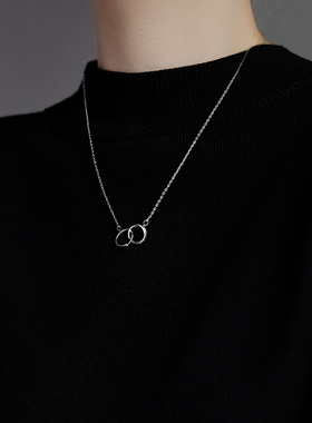 恋约女双环项链气质毛衣链