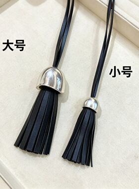 日韩博主同款皮质流苏吊坠项链女长款金属花丝盖果壳颈链毛衣链