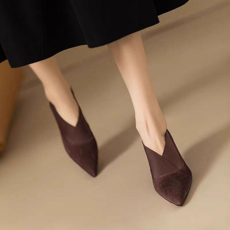 2025法式尖头百搭单鞋女春秋新款气质通勤裸靴V口细跟高跟鞋女鞋,淘宝优惠券,粉丝福利购,淘宝优惠卷
