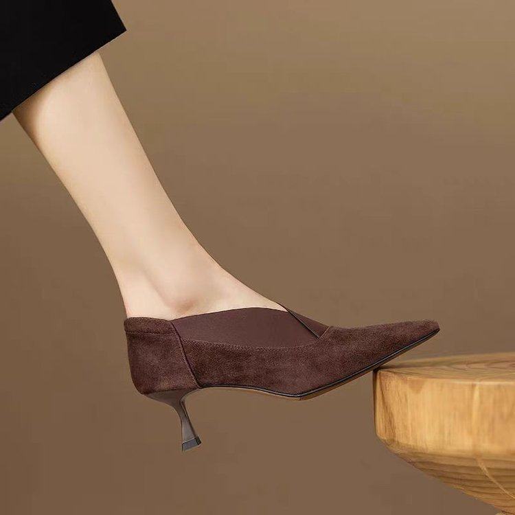 2025法式尖头百搭单鞋女春秋新款气质通勤裸靴V口细跟高跟鞋女鞋,淘宝优惠券,粉丝福利购,淘宝优惠卷