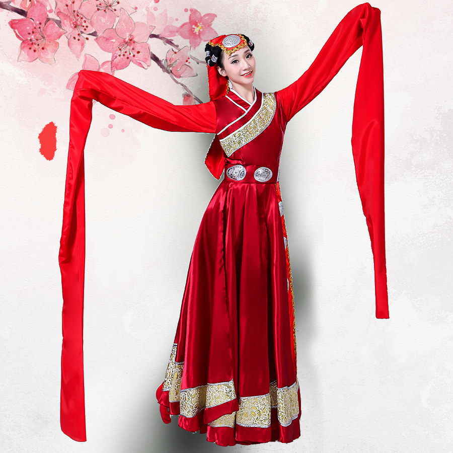 藏族舞蹈服装女水袖心声西藏演出服 达雅芃民族服装/舞台装