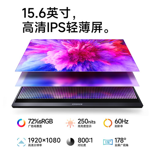 CFORCE便携显示器15.6英寸FHD高清Type-C扩展Mac笔记本电脑显示屏 - 图0