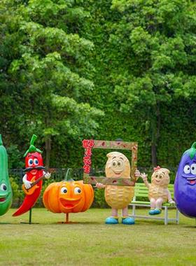 户外卡通水果草莓西瓜苹果雕塑农场蔬菜白菜辣椒茄子玉米南瓜模型